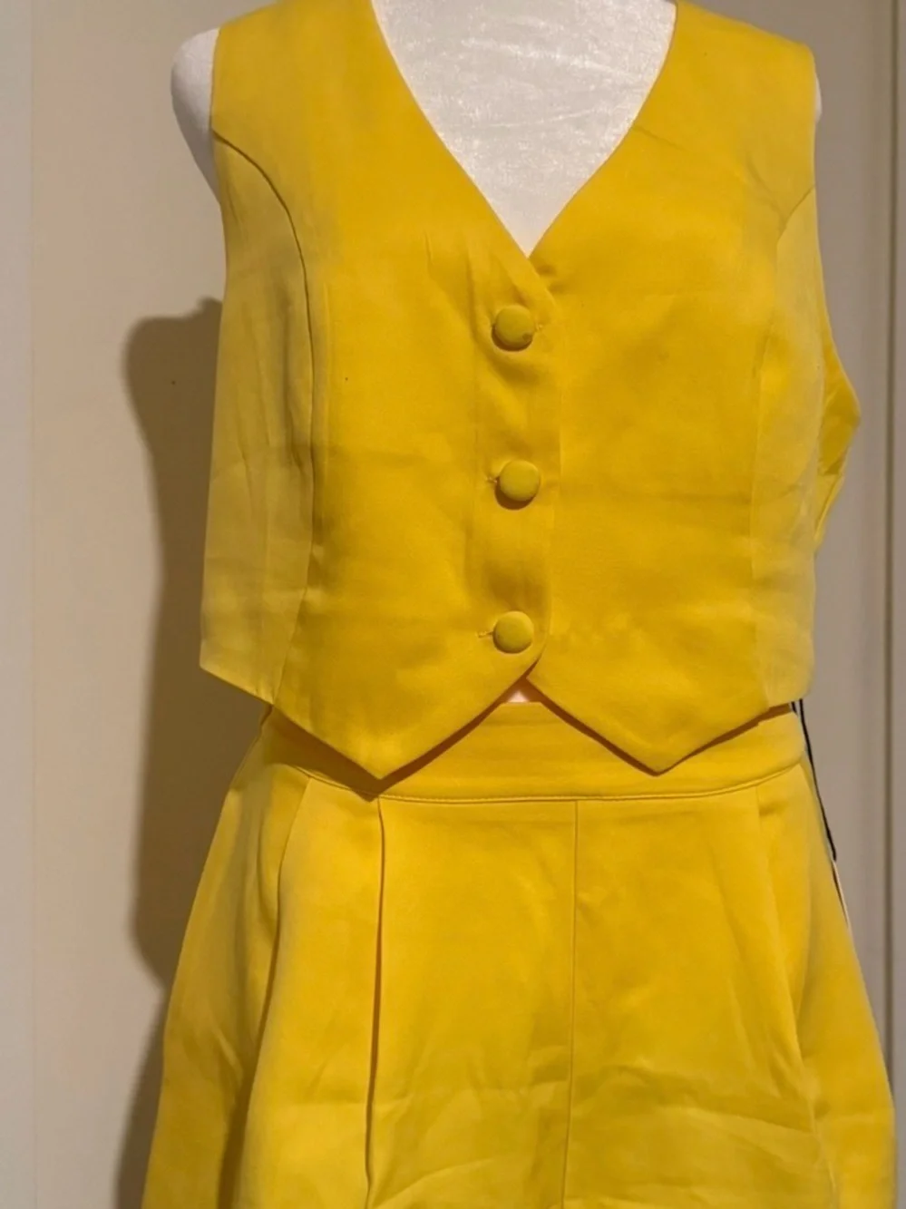 Bright Yellow Sleeveless Vest & shorts Set - Women's Two-Piece - Picture 1 of 6